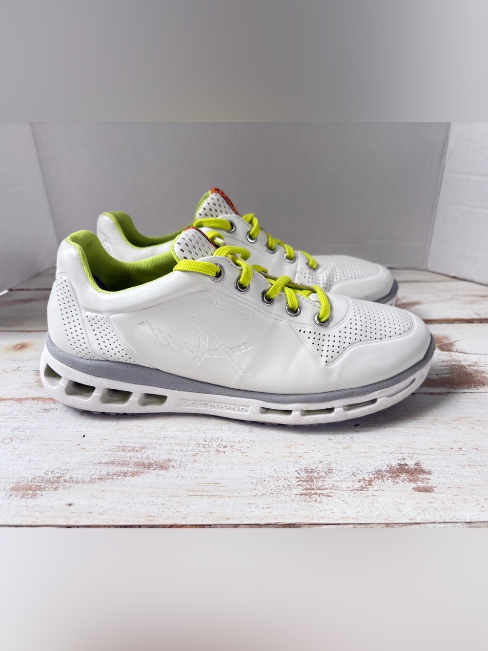 Mephisto Allrounder Bahia women's sneaker white & neon green leather comfort 8